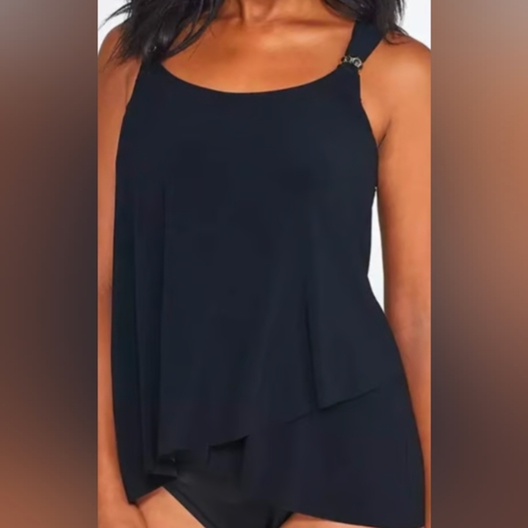 Miraclesuit Tankini Top Sz 8 Black Razzle Dazzle Underwire Swim Tank - Picture 1 of 10